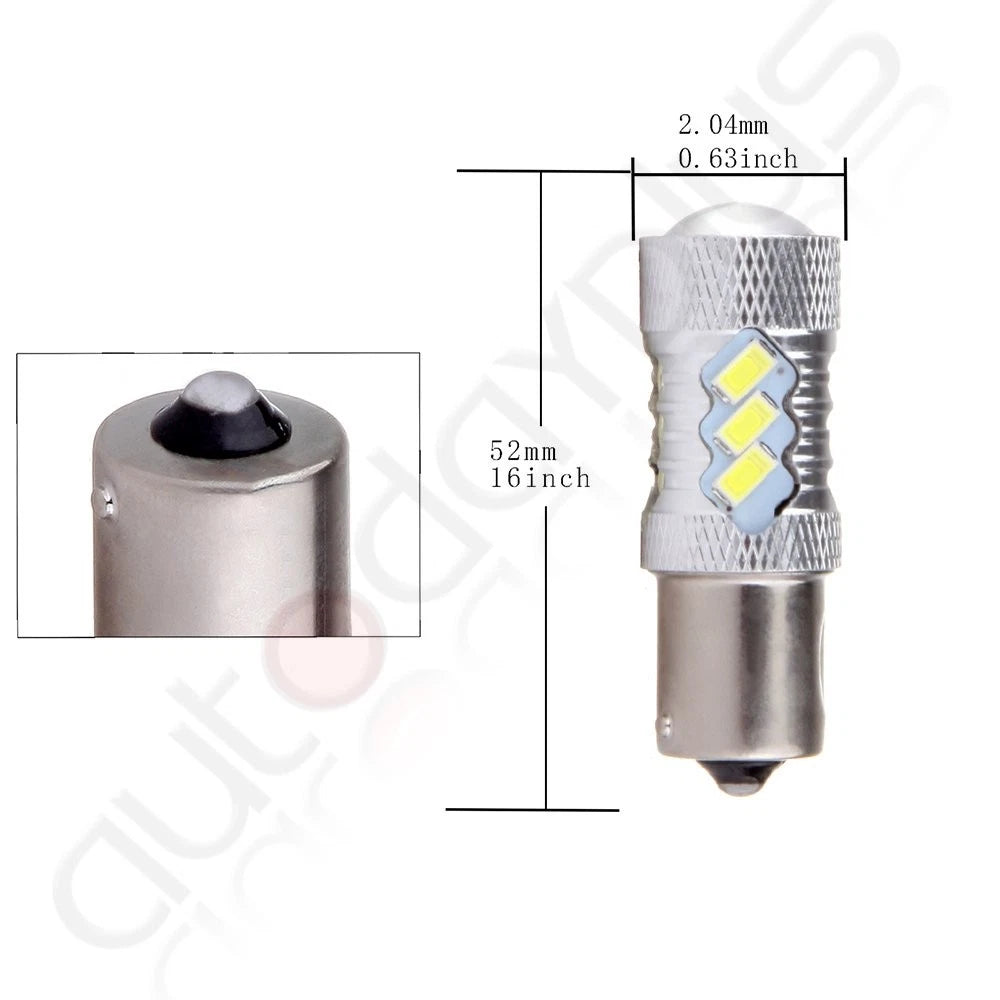 Set of 4 1156 BA15S 15 5730 SMD 6000K 60W LED Exterior Lights for