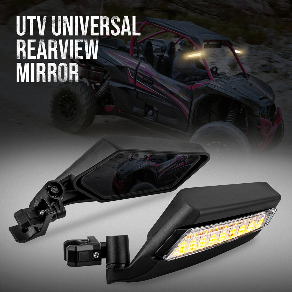 1.5"-2" Rear LED Side Mirrors for Can-Am Polaris RZR PRO XP Yamaha (UTV)
