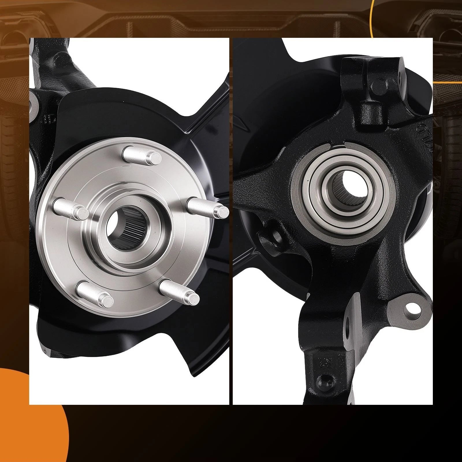 Pair Front Wheel Hub Bearing Steering Knuckle Assembly for Ford Edge (2011–2014)