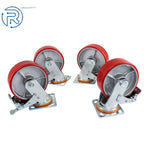 Set of 4 Heavy Duty Metal Caster Wheels 6 Inch Swivel & Lock