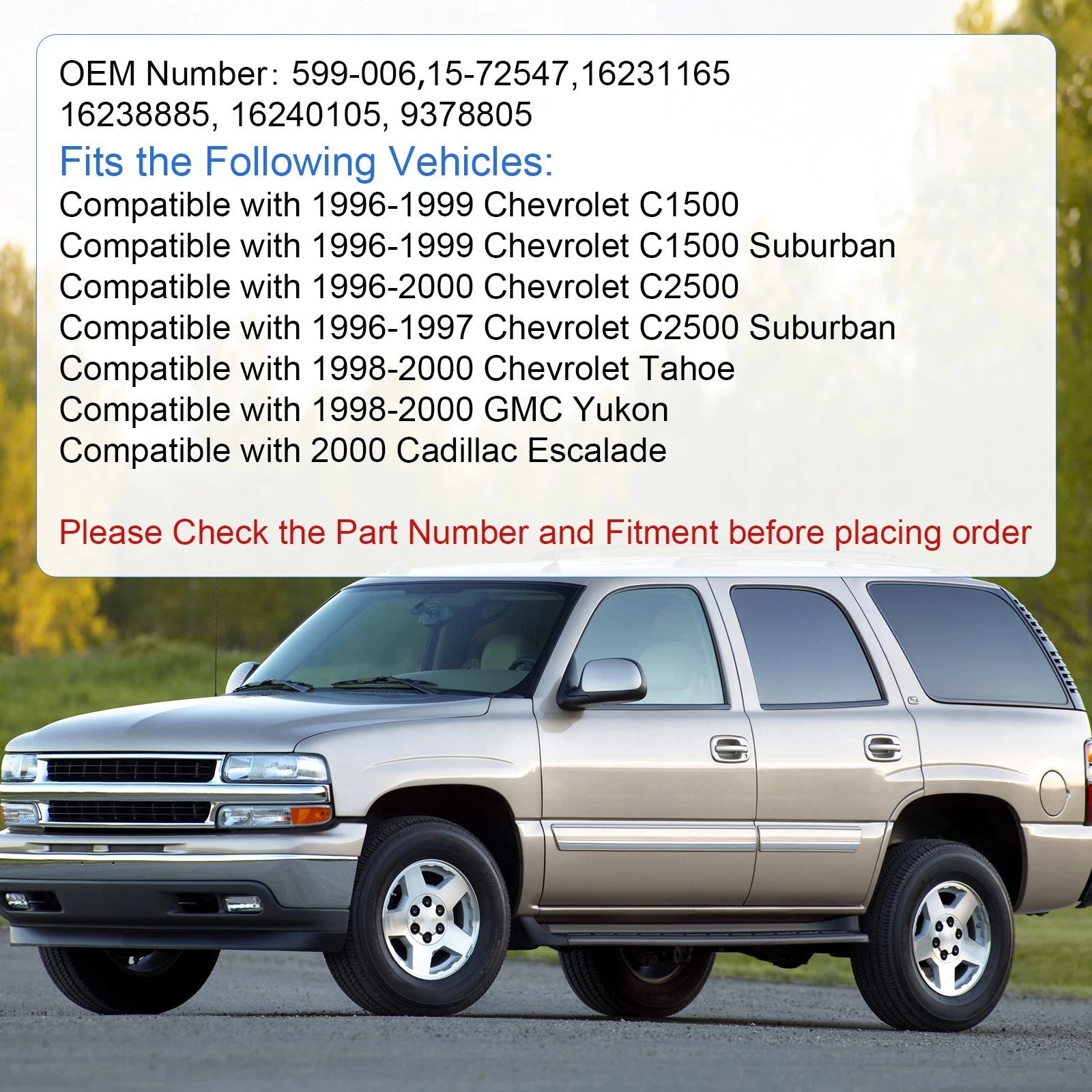 A/C Heater Control Panel for GMC Suburban Yukon Chevy Tahoe (1992-1999)