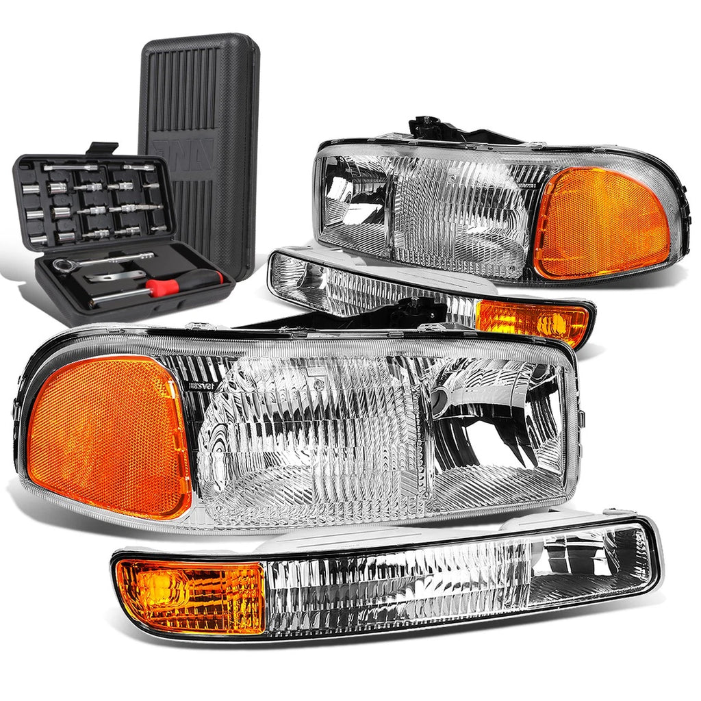 Chrome Corner Headlight Bumper Lamps for GMC Sierra Yukon XL (1999–2007)