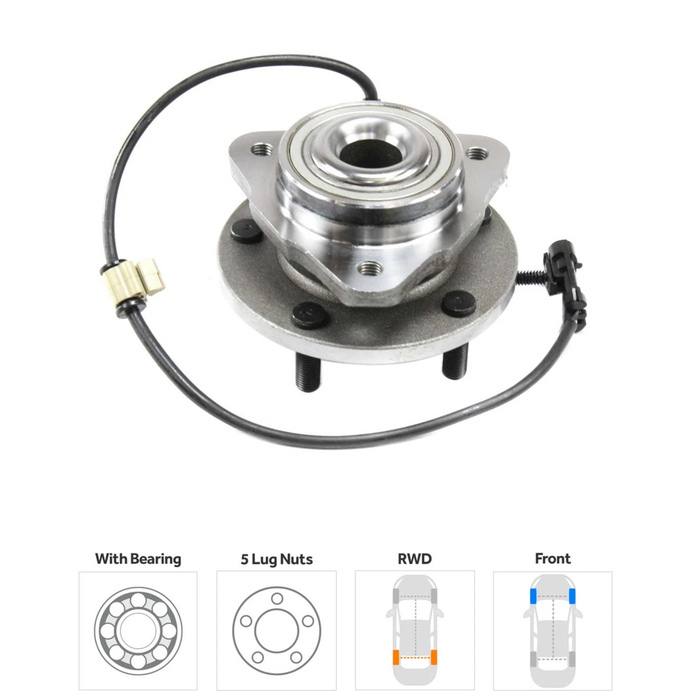 Wheel Hubs for Chevrolet Blazer (1998–2005) Front Left Right with Bearing Sensor RWD