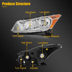 2X Chrome Headlights for Honda Accord (2008–2012)