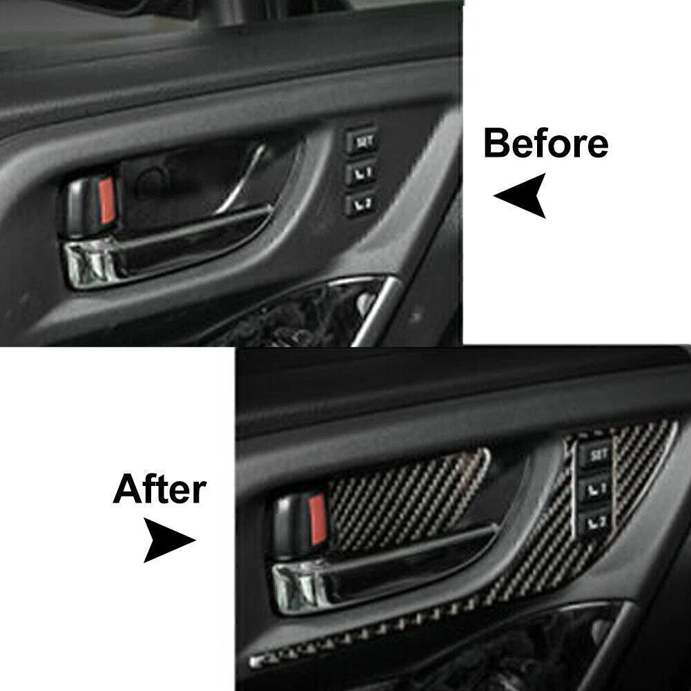 2 Pcs Carbon Fiber Inner Front Door Handle Trim for Subaru Forester (2013–2018)