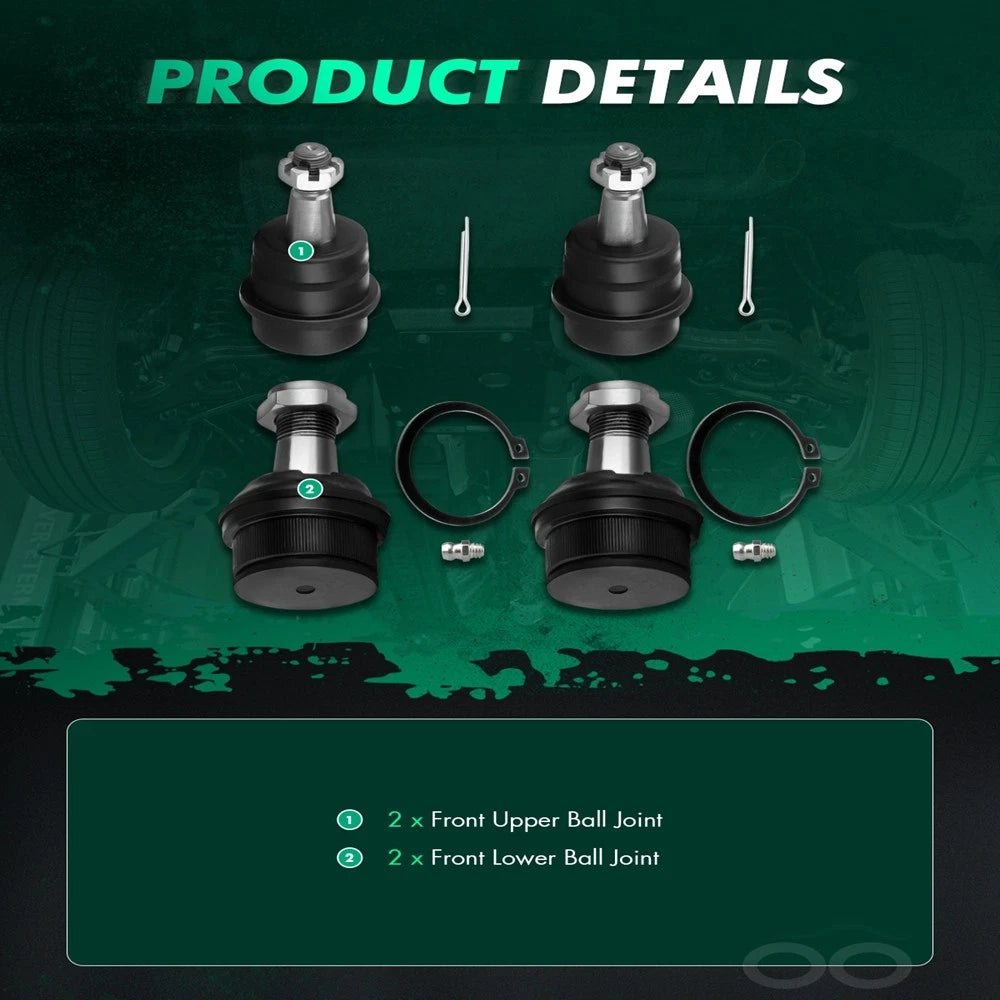 Set of 4 Upper Lower Ball Joints for Dodge Ram 1500 4WD (1994–1999)