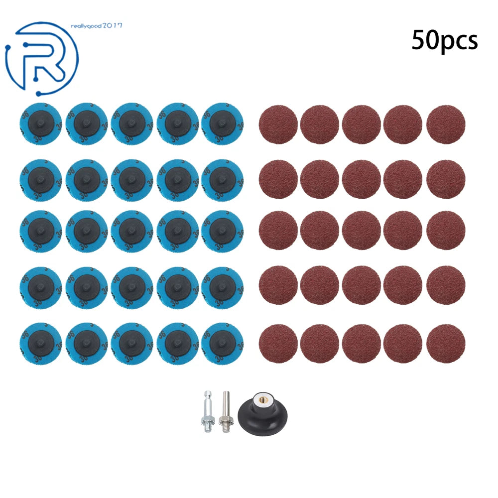 50PCS 2 Inch 36 Grit Aluminum Oxide Roll Lock Discs for Die Grinder