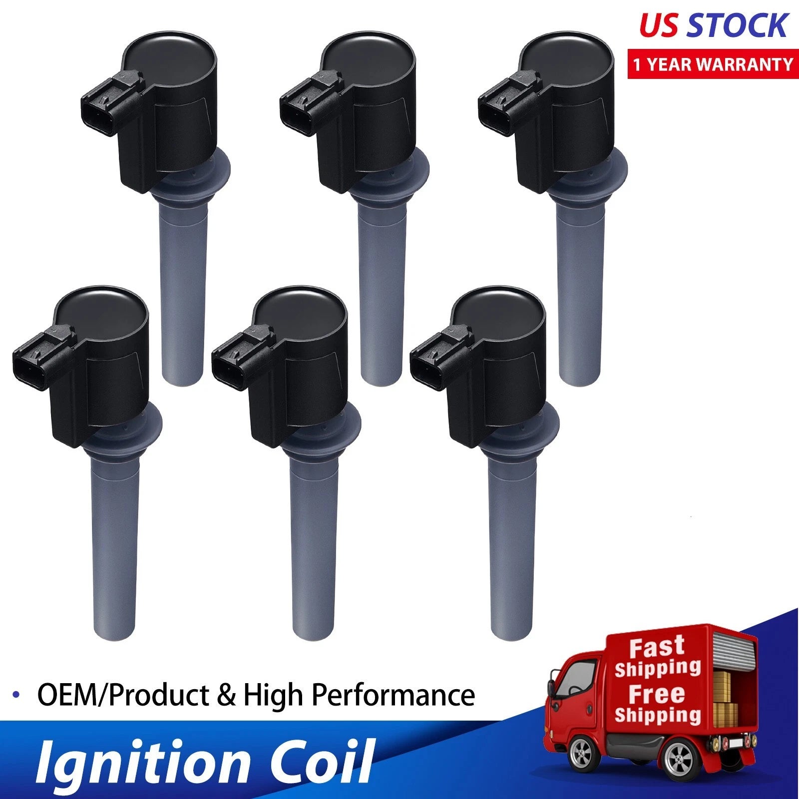 Set of 6 Ignition Coils for Mercury Mariner 2005–2008, Ford Taurus 1999–2005