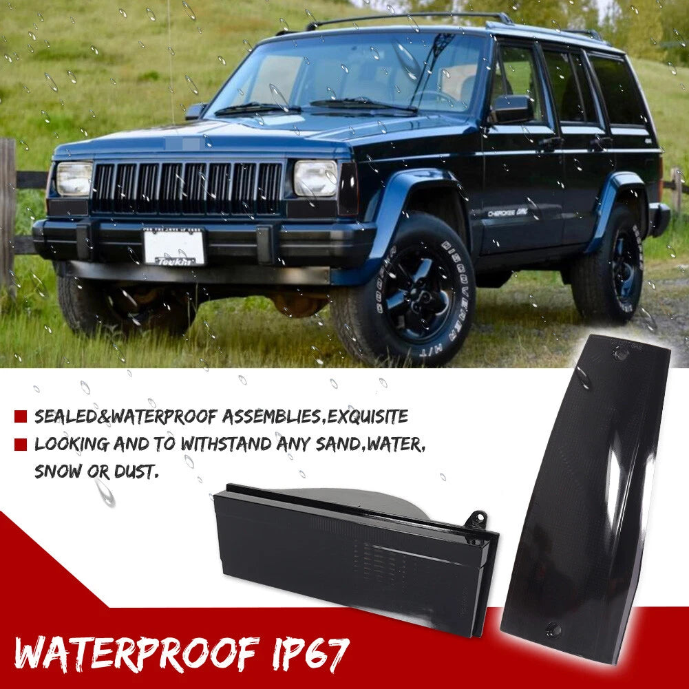 4X Smoke Front Signal and Side Marker Lights for Jeep Cherokee (1984–1996)