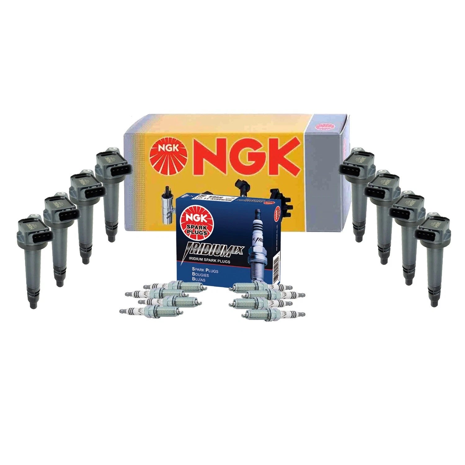 Set of 8 NGK Ignition Coils & Iridium IX Spark Plugs for Lexus Toyota V8