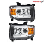 Set of 2 Front Headlights for GMC Canyon (2015–2022) Halogen with LED DRL Chrome