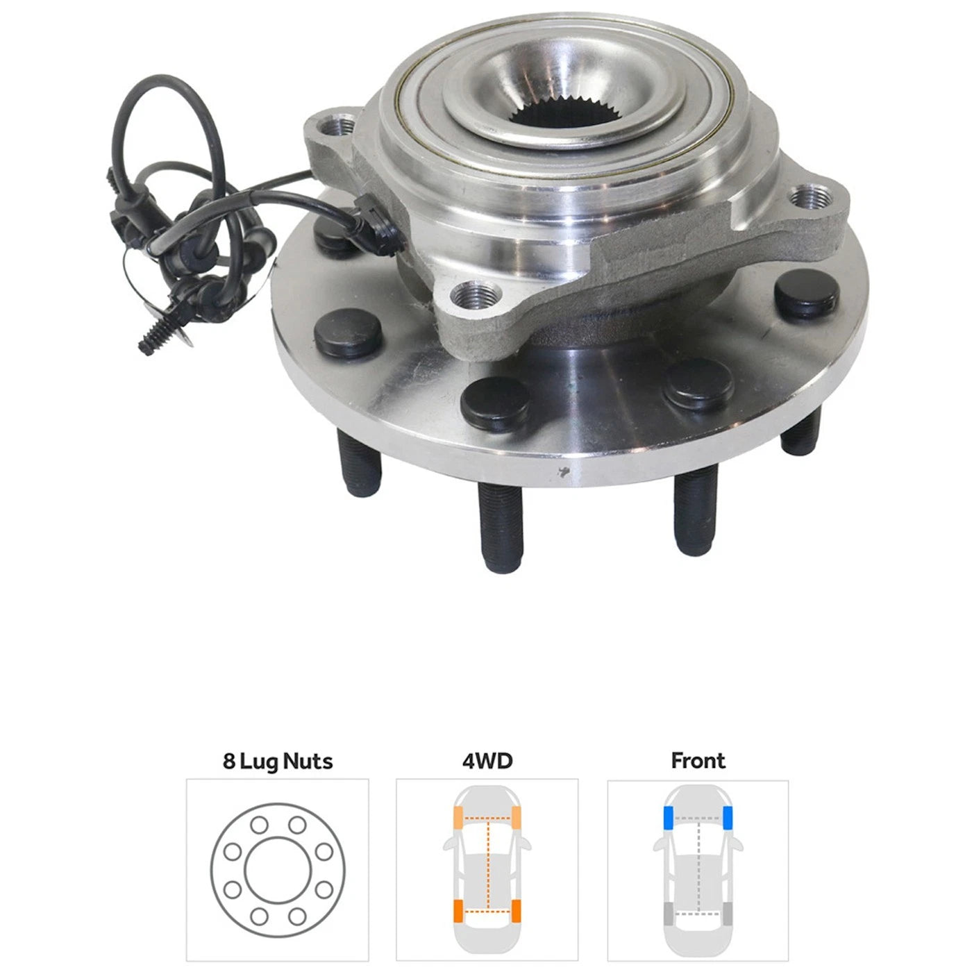 Wheel Hub for Ram 2500 (2012–2013) Front LH/RH 8 Lug with Bearing & Sensor