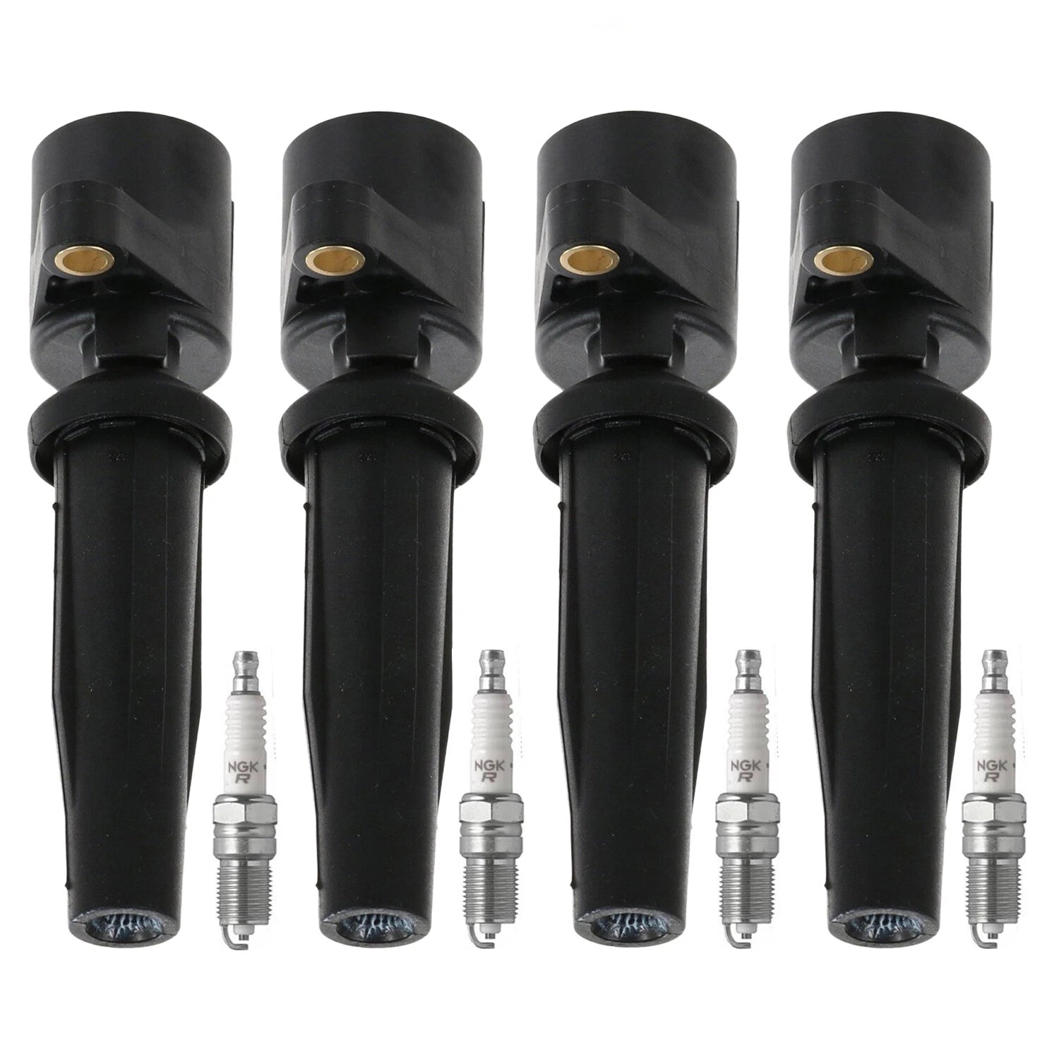 Set of 4 Ignition Coils & NGK V-Power Spark Plugs for Ford Focus, Mazda 3