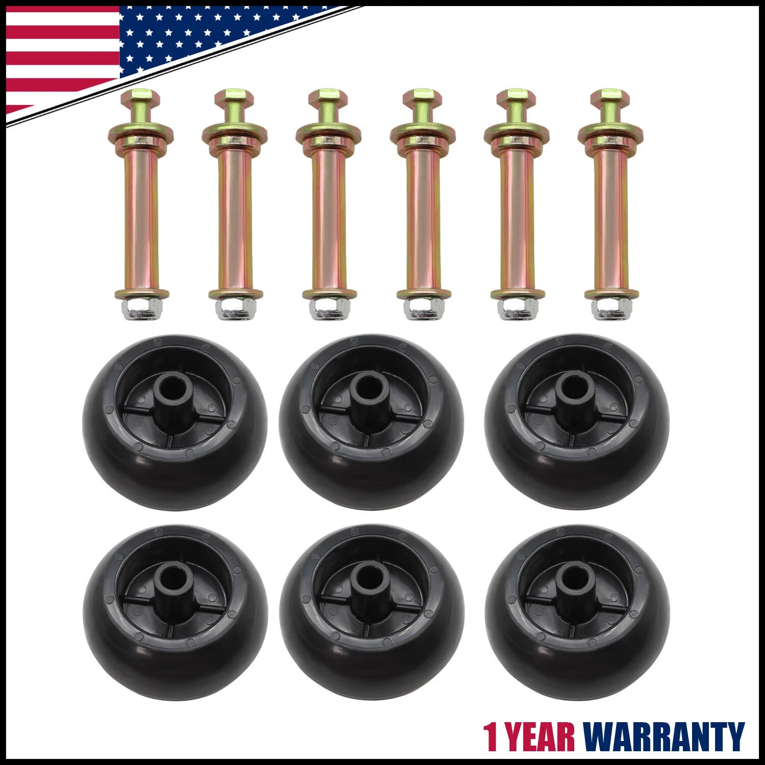 6Pk 5" Anti-Scalp Deck Wheel Kit for Exmark (Fits 103-3168, 103-4051, 103-7263, 109-9011)