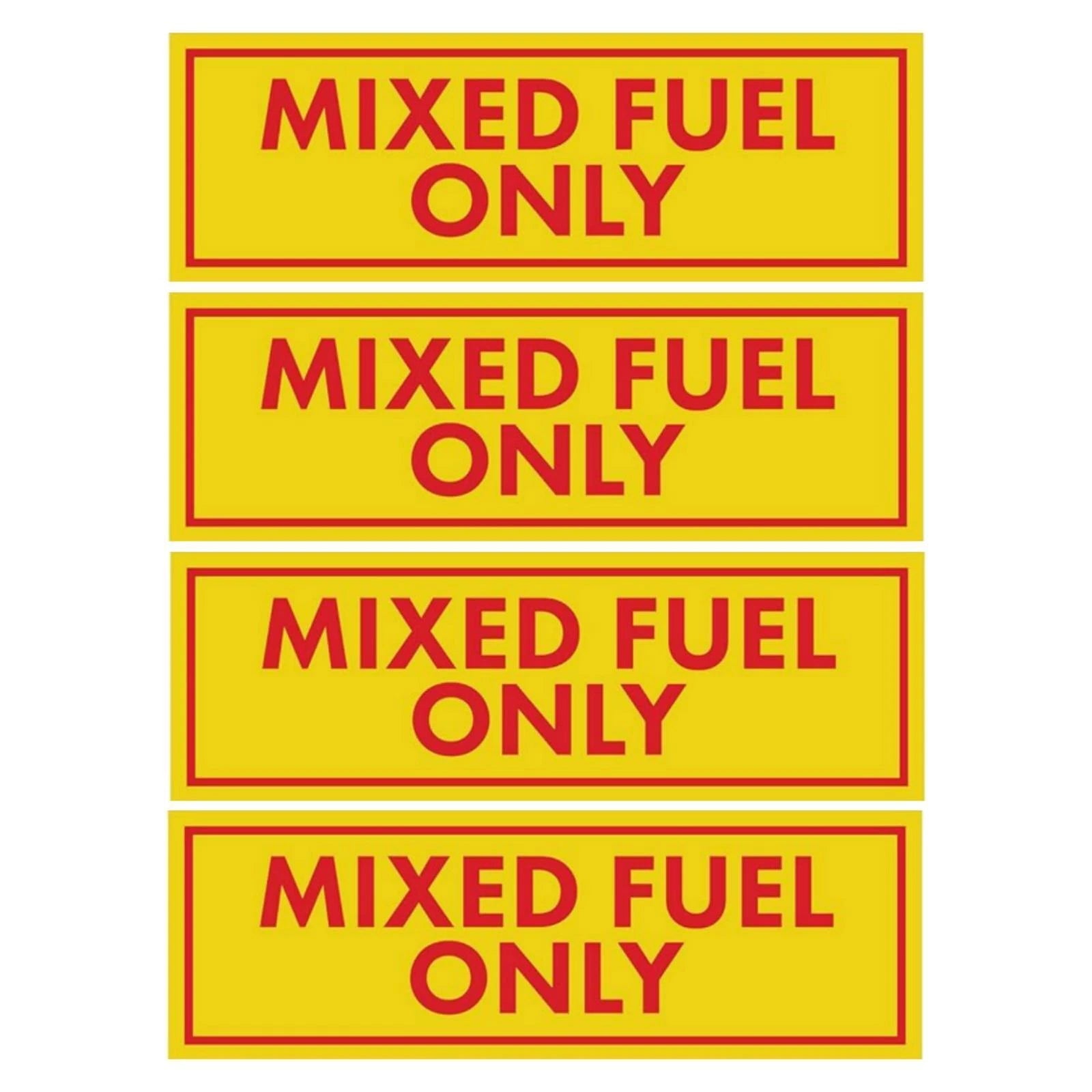 Set of 4 Mixed Fuel Only Stickers for Gasoline Diesel Tank