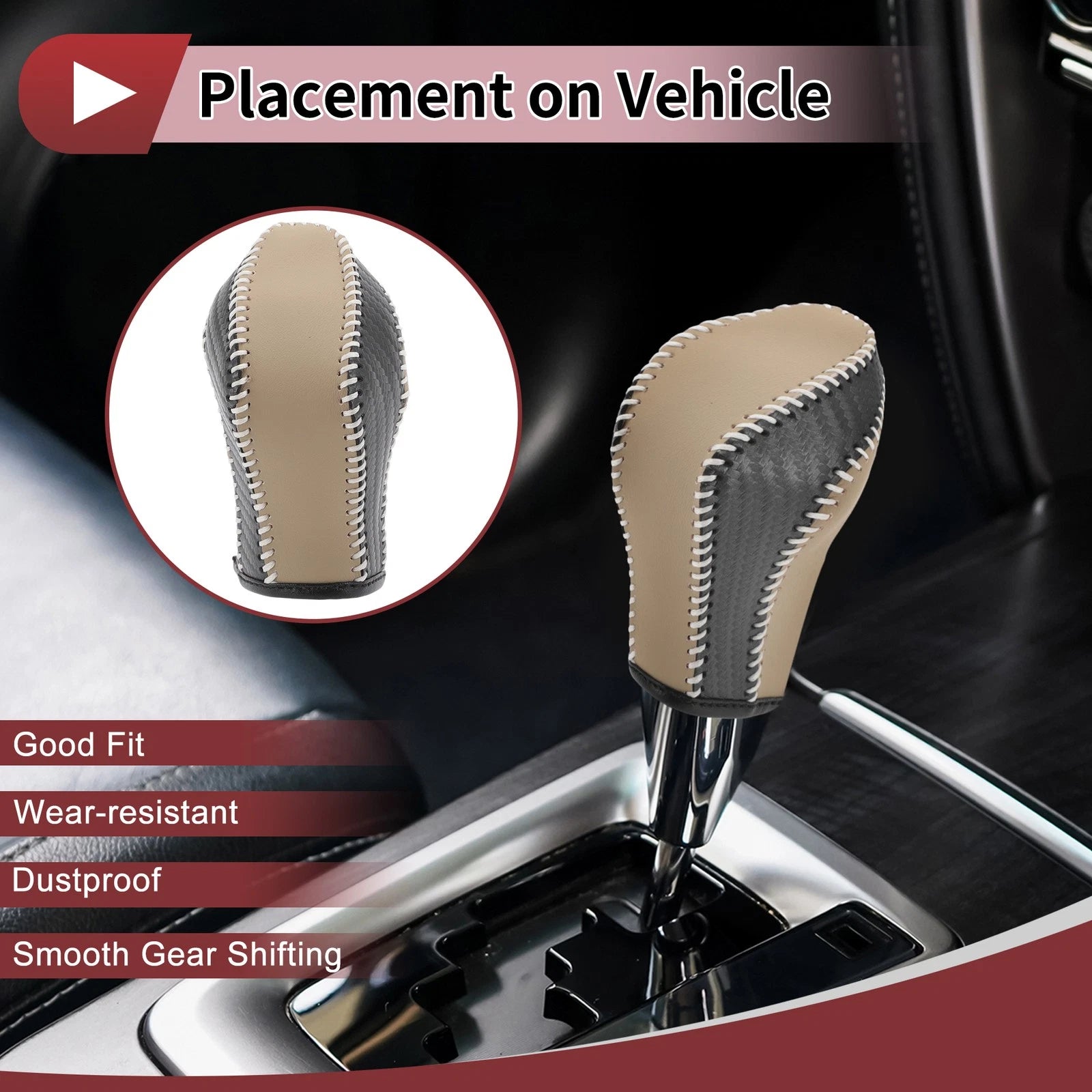 Gear Shift Knob Cover for Nissan Maxima (1 Pc, Black Beige Faux Leather)