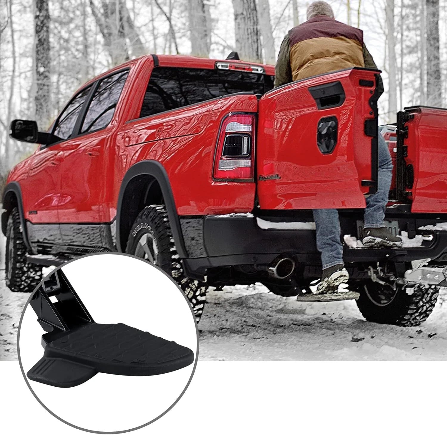 Retractable Rear Bumper Side Bed Step for Ram 2500 3500 (2019–2024) 82215842AH