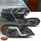 Headlight with LED DRL for Chevy Impala (2006–2016) Smoked Housing Amber Corner