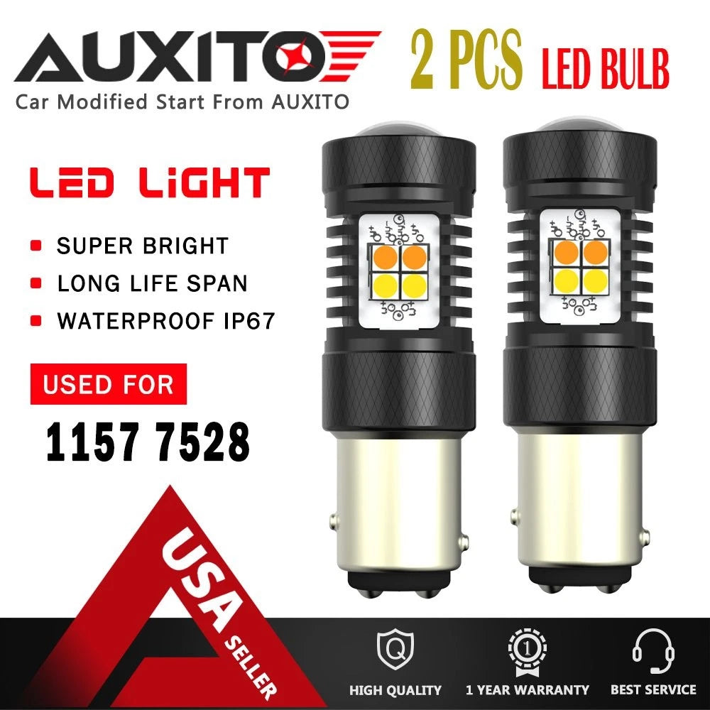 2X AUXITO 1157 2357 Switchback LED Turn Signal Light Bulbs for