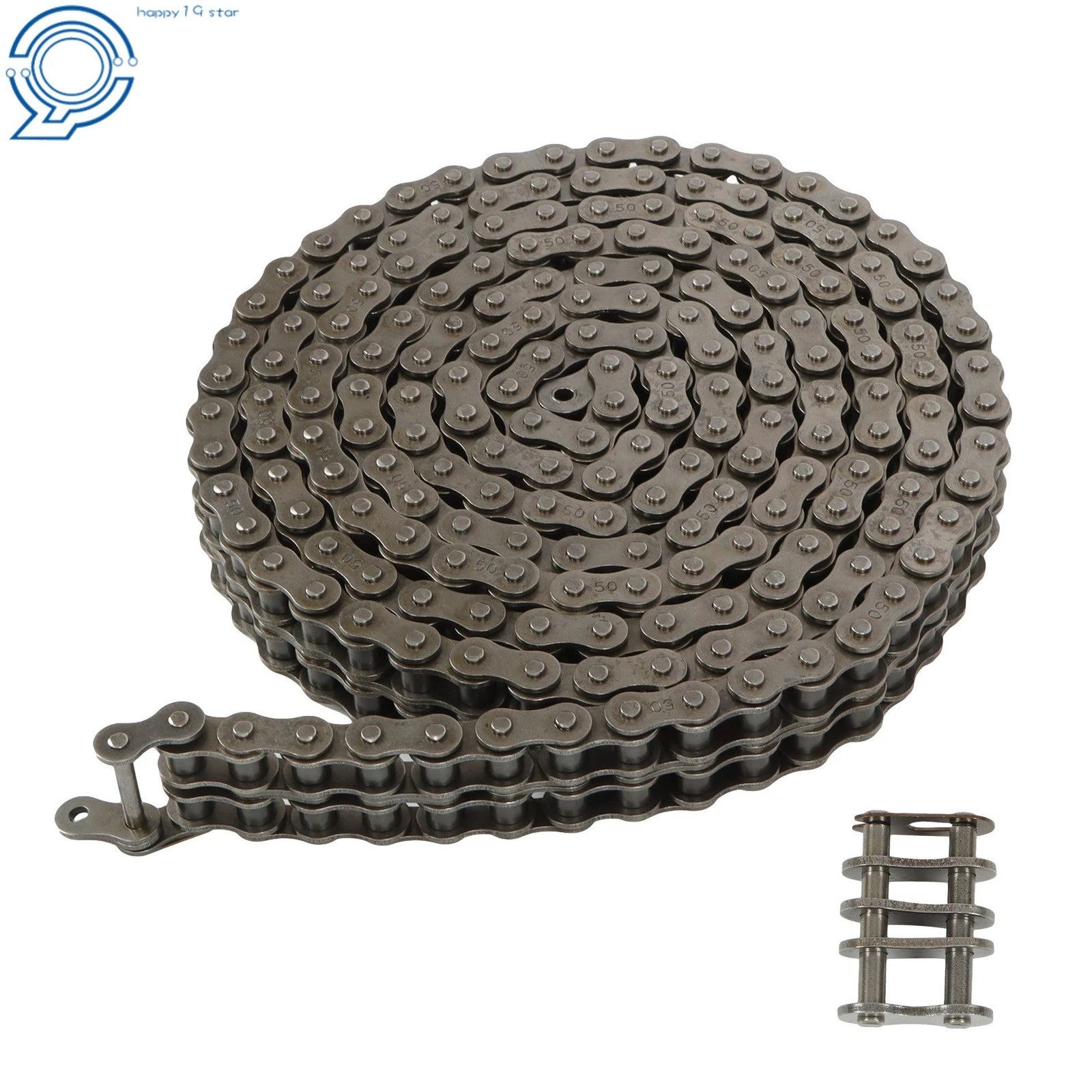 50-2R 5/8 Pitch Duplex Roller Chain for Various Applications (10FT, 2 Master Links)