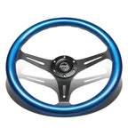 NRG Innovations ST-015BK-BL Steering Wheel for Universal Fit (35cm, 2" Deep Dish)