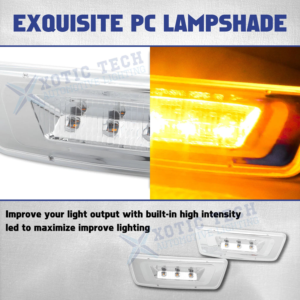 Clear Amber LED Indicator Side Marker Light 2pcs for Kenworth T680 Peterbilt 567 (2018-2024)