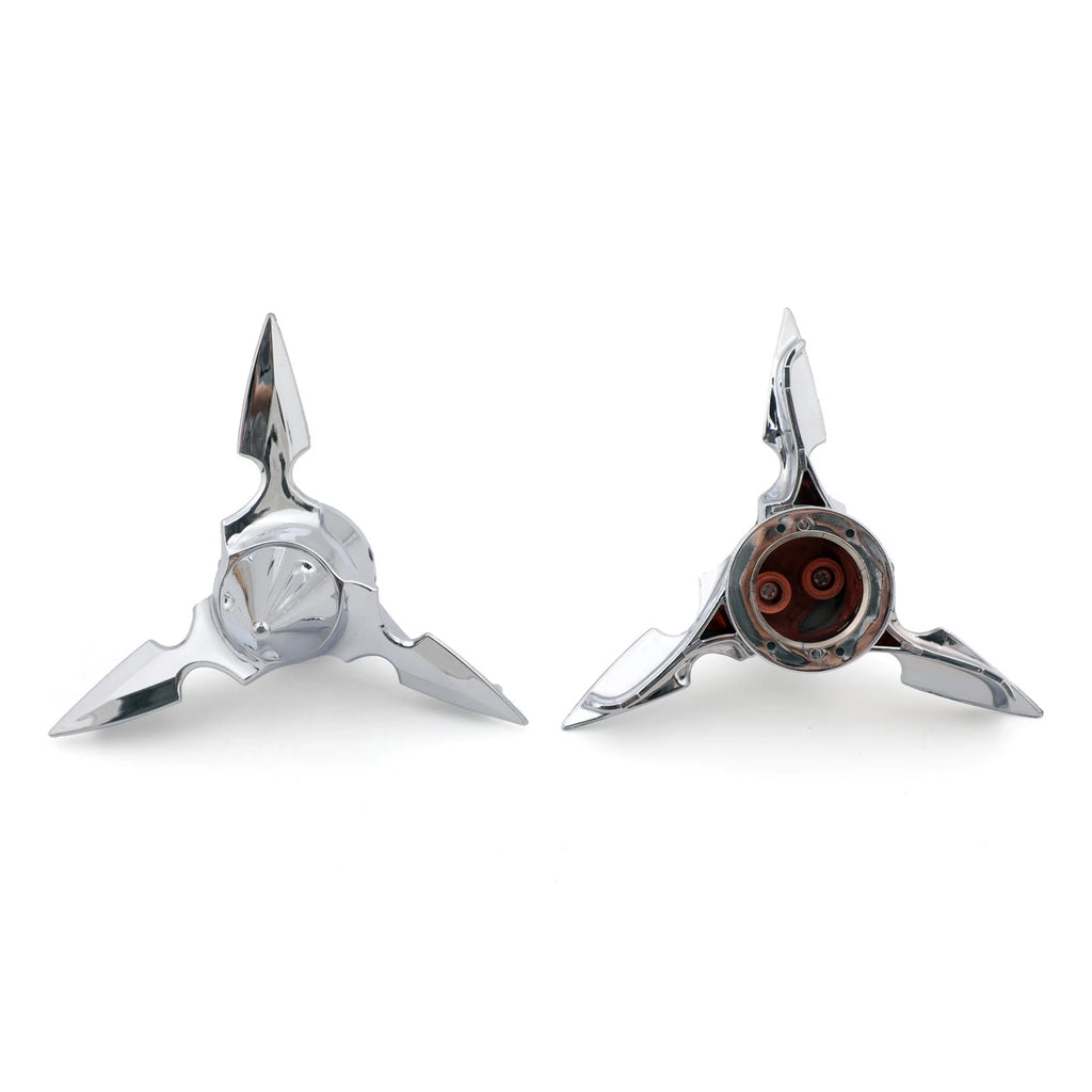 Chrome Spun Blade Front Axle Cap Nut Cover for Harley Softail Touring