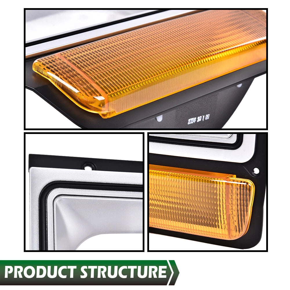 Headlight Bezel Trim Pair with Parking Turn Signal for Dodge D/W Truck