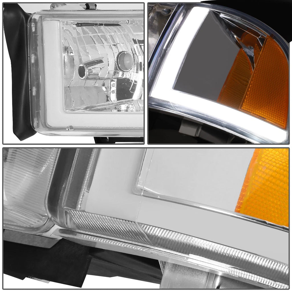 LED DRL Headlights for Dodge Ram Truck (1994–2002) Chrome Housing Amber