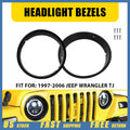 2Pcs Headlight Cover Bezels Gloss Black for Jeep Wrangler TJ (1997–2006)