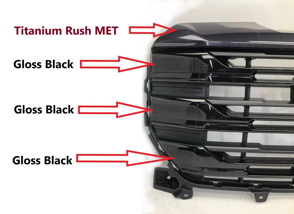 Front Upper Grille for GMC Sierra 1500 (2022–2024) - Titanium Rush Metallic 45