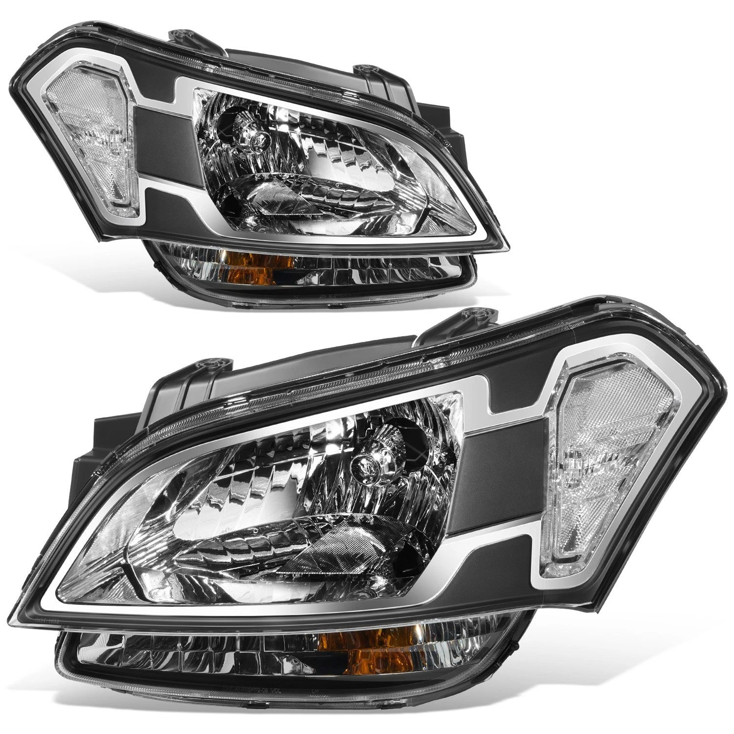 Headlight Lamp Pair for Kia Soul (2010–2011) Black Housing Clear Corner