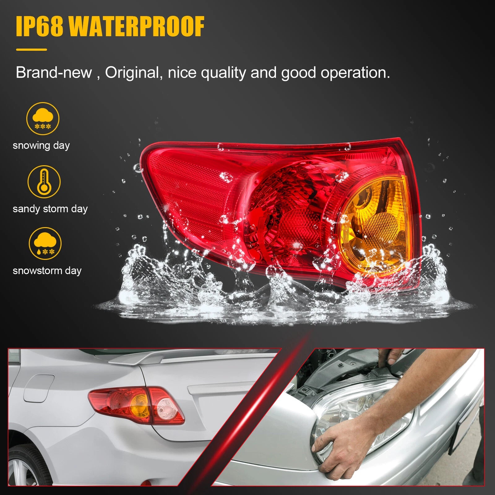 Tail Light Assembly for Toyota Corolla (2009–2010) Left Side Red Housing