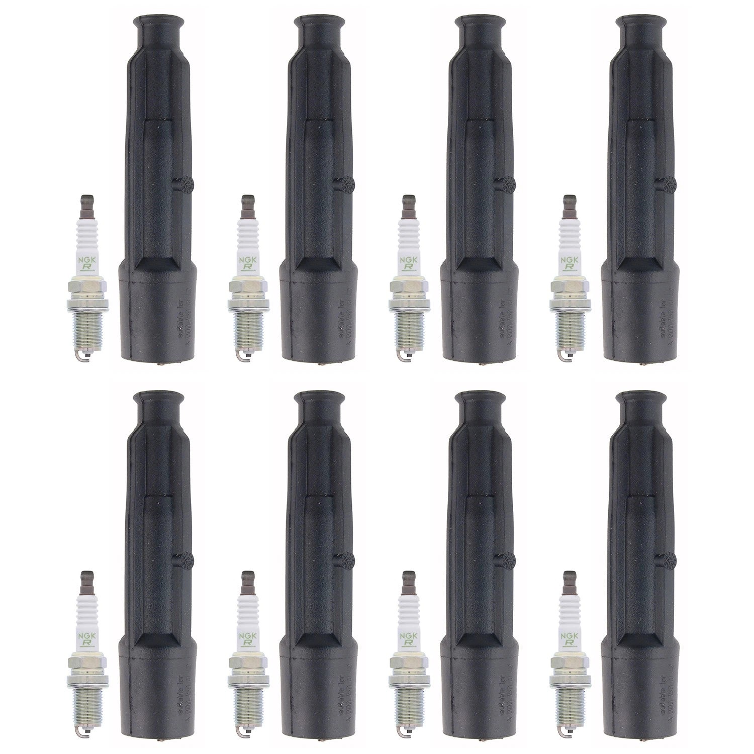 Set of 8 NGK V-Power Spark Plugs & Coil Boots for W140 CL500 S420 S500 SL500