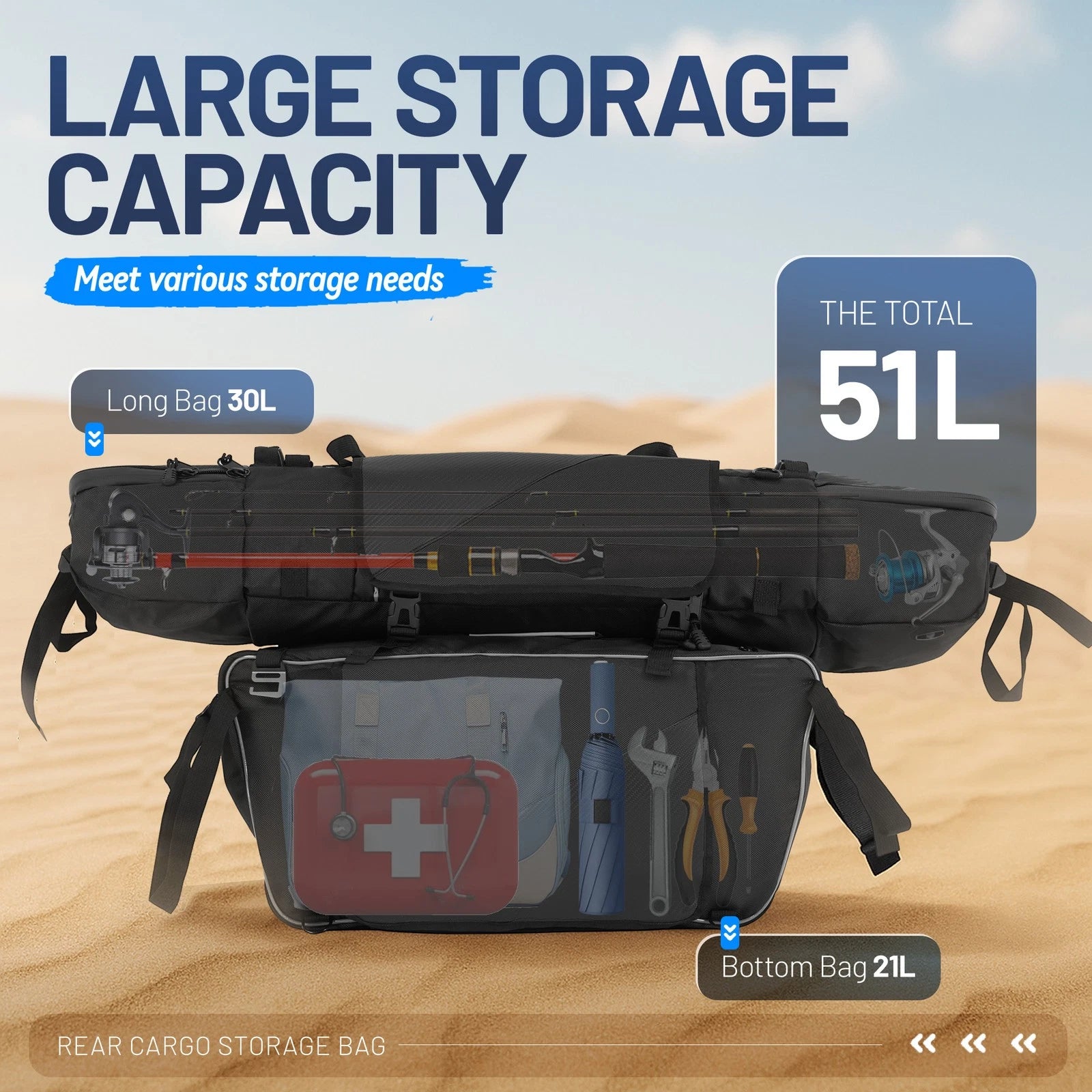 Rear Cargo Storage Bag for Polaris RZR XP 4 1000/900 (2014–2023)
