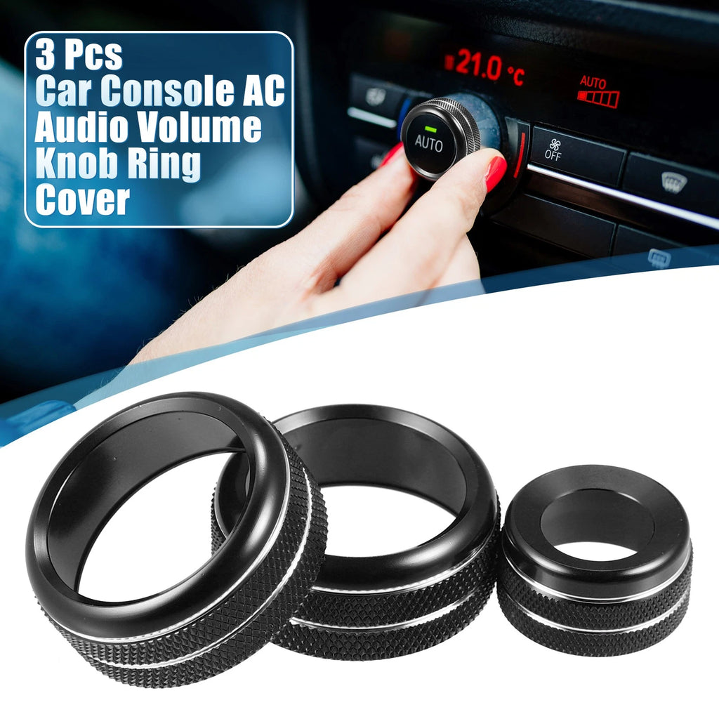 Set of 3 Console AC Audio Volume Knob Ring Covers for BMW F20 F22 F30 F31 Black