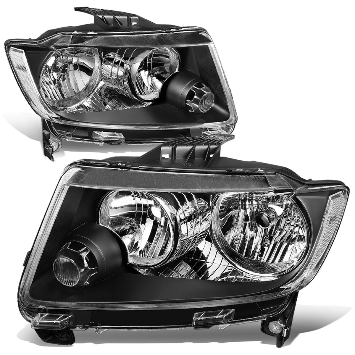 Pair of Black Housing Clear Side Headlights for Jeep Grand Cherokee WK2 (2011–2013)
