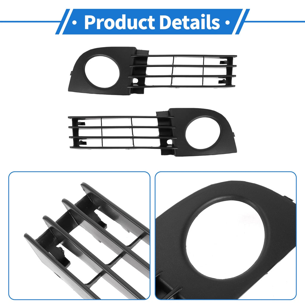 1 Pair Front Fog Light Grill for Audi A6 C5 (2002–2005) No. 4B0807682T/4B0807681T