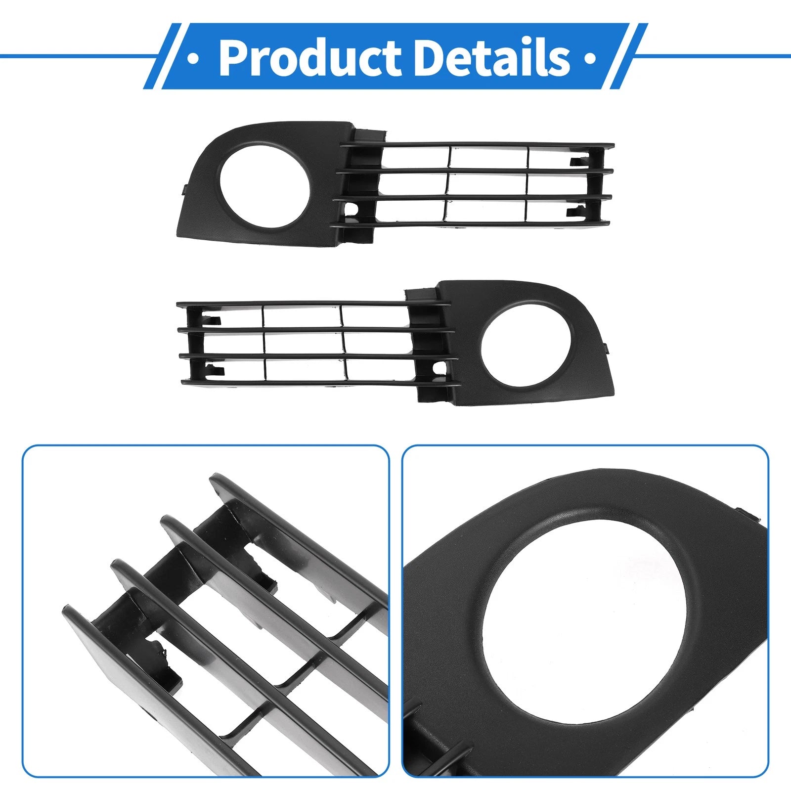 1 Pair Front Fog Light Grill for Audi A6 C5 (2002–2005) No. 4B0807682T/4B0807681T