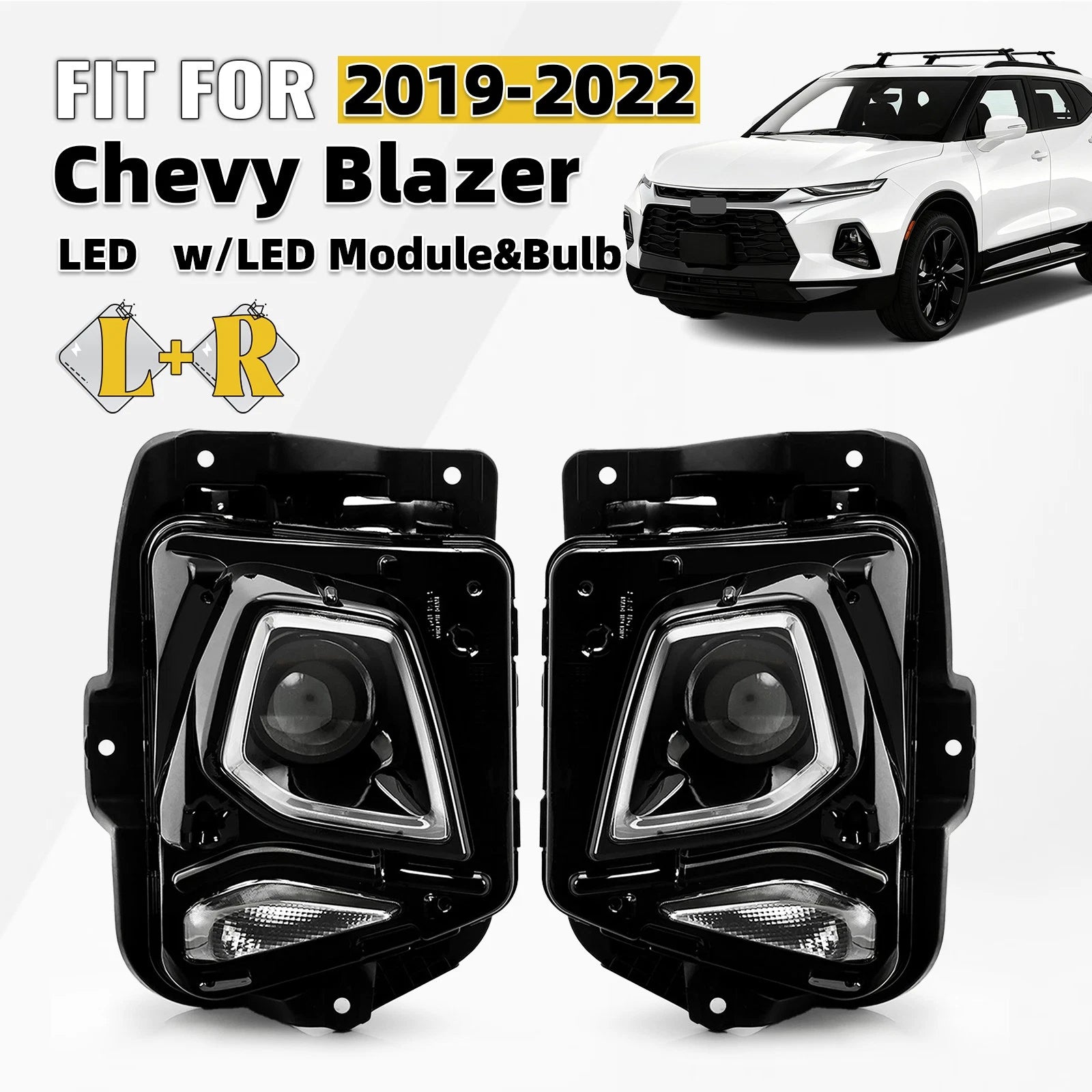 LED Projector Headlight Set for Chevy Blazer (2019–2022) w/LED Module & Bulb