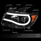 LED DRL Tube Projector Headlight Lamps for Chevy Colorado (2015–2023)
