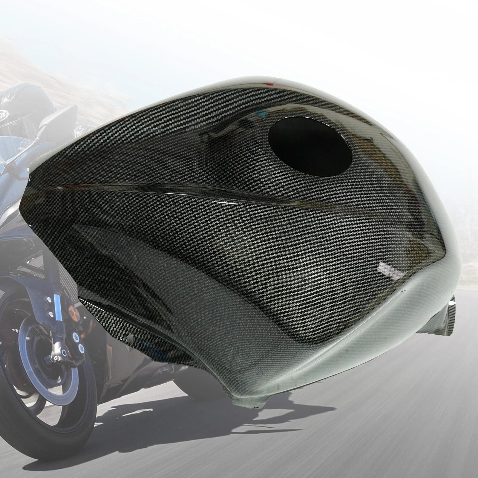 Black Carbon Fiber Fuel Gas Tank Cover for Suzuki Hayabusa GSX1300R (2021–2024)