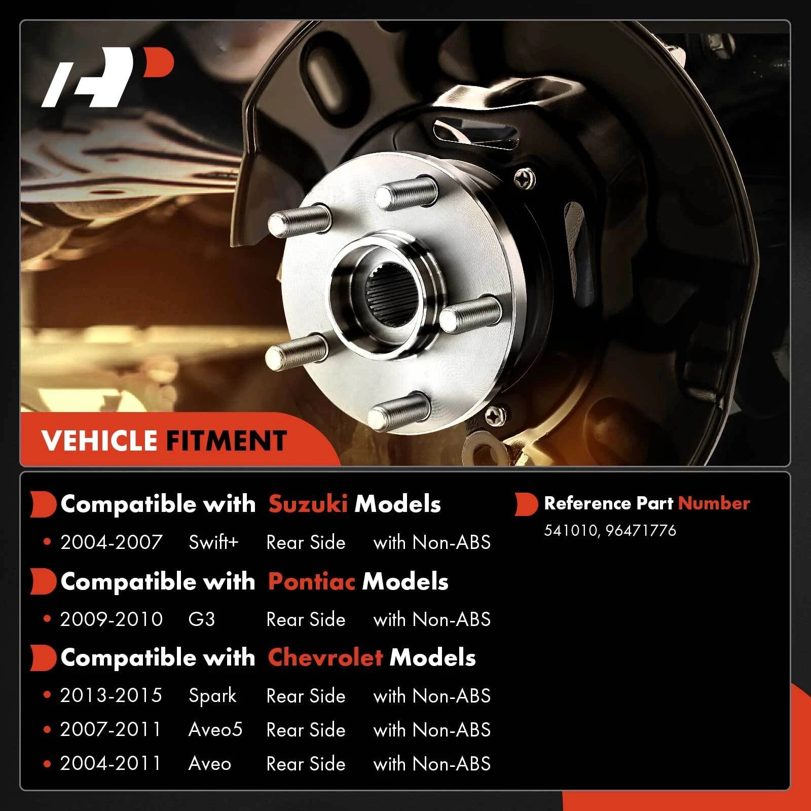 Rear Wheel Hub & Bearing Assembly for Chevrolet Spark 2013–2015