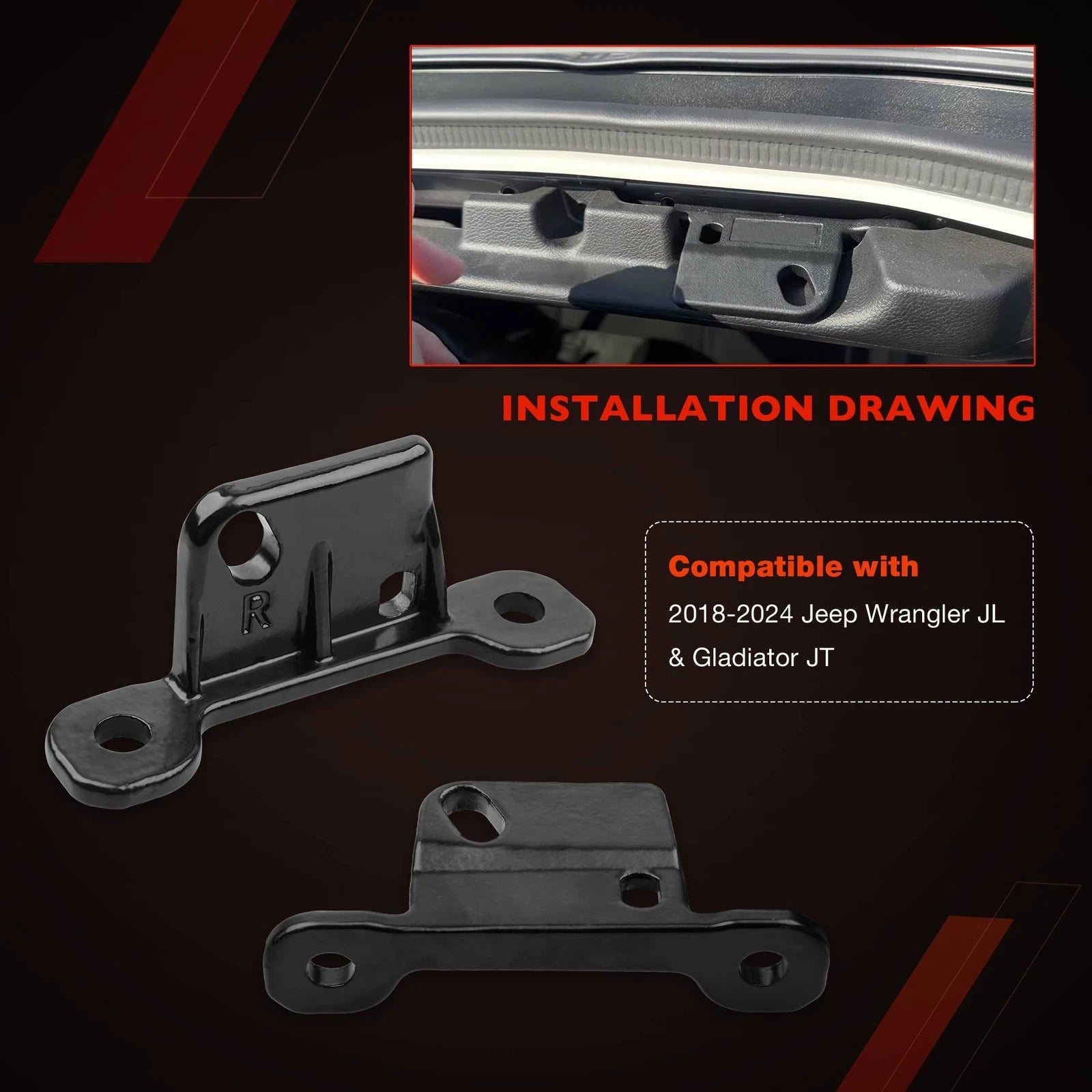 Hard Top Mounting Brackets Kit for Jeep Wrangler JL JLU 4Xe Gladiator JT (2018–2024)