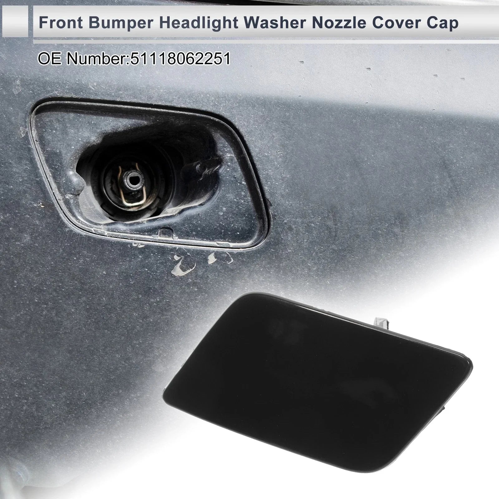 Front Left Washer Nozzle Cover for BMW 335i GT xDrive Black