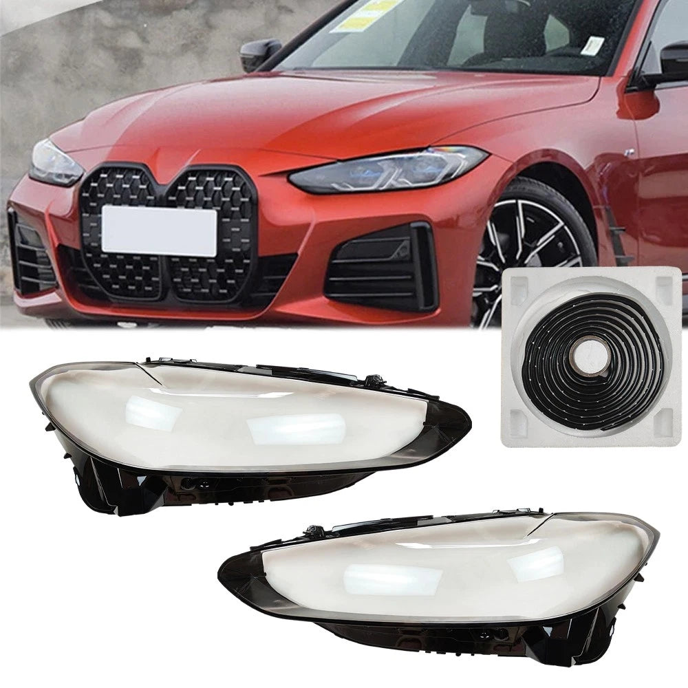 2X Front Headlamp Lens Cover + Glue for BMW 4 Series G22 G23 (2020–2022)