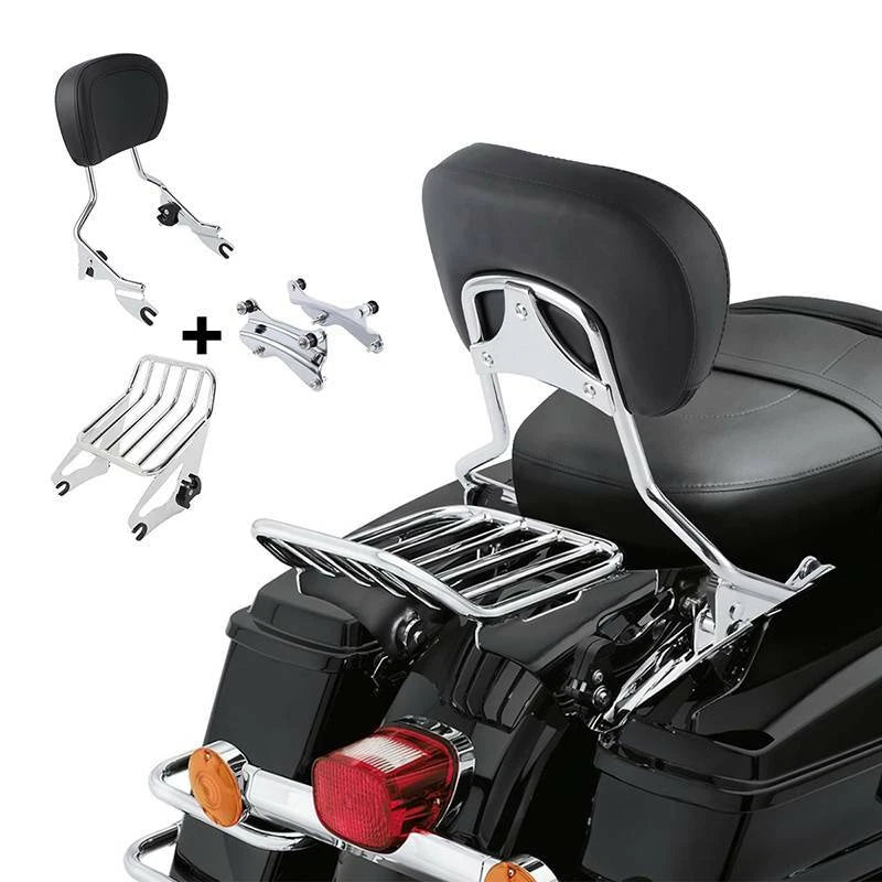 Chrome Sissy Bar Luggage Rack Docking Hardware Kit for Harley Touring (2014–2025)