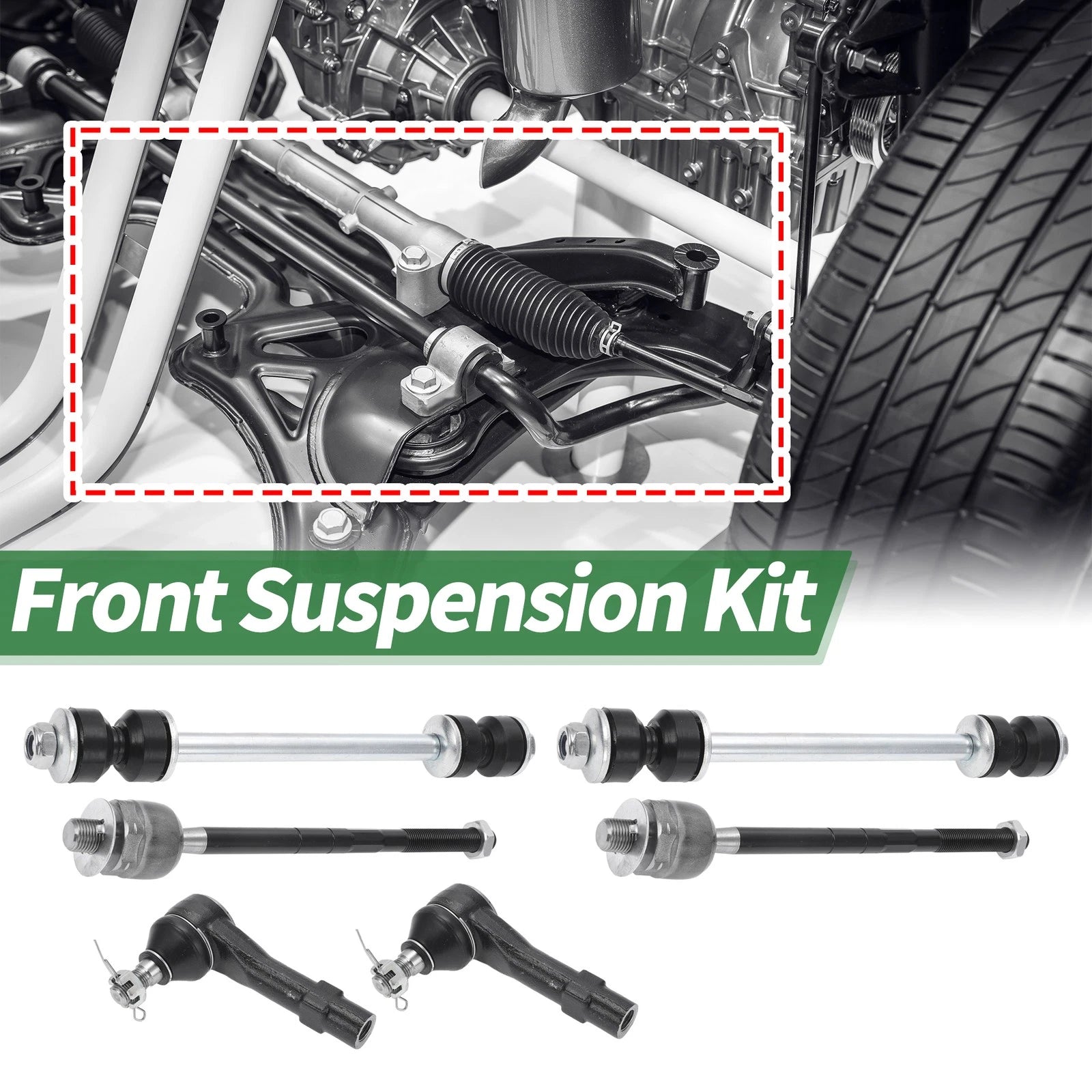 6 Pcs Front Suspension Kit Tie Rod Ends Sway Bar Link for Ford Explorer (2002–2010)