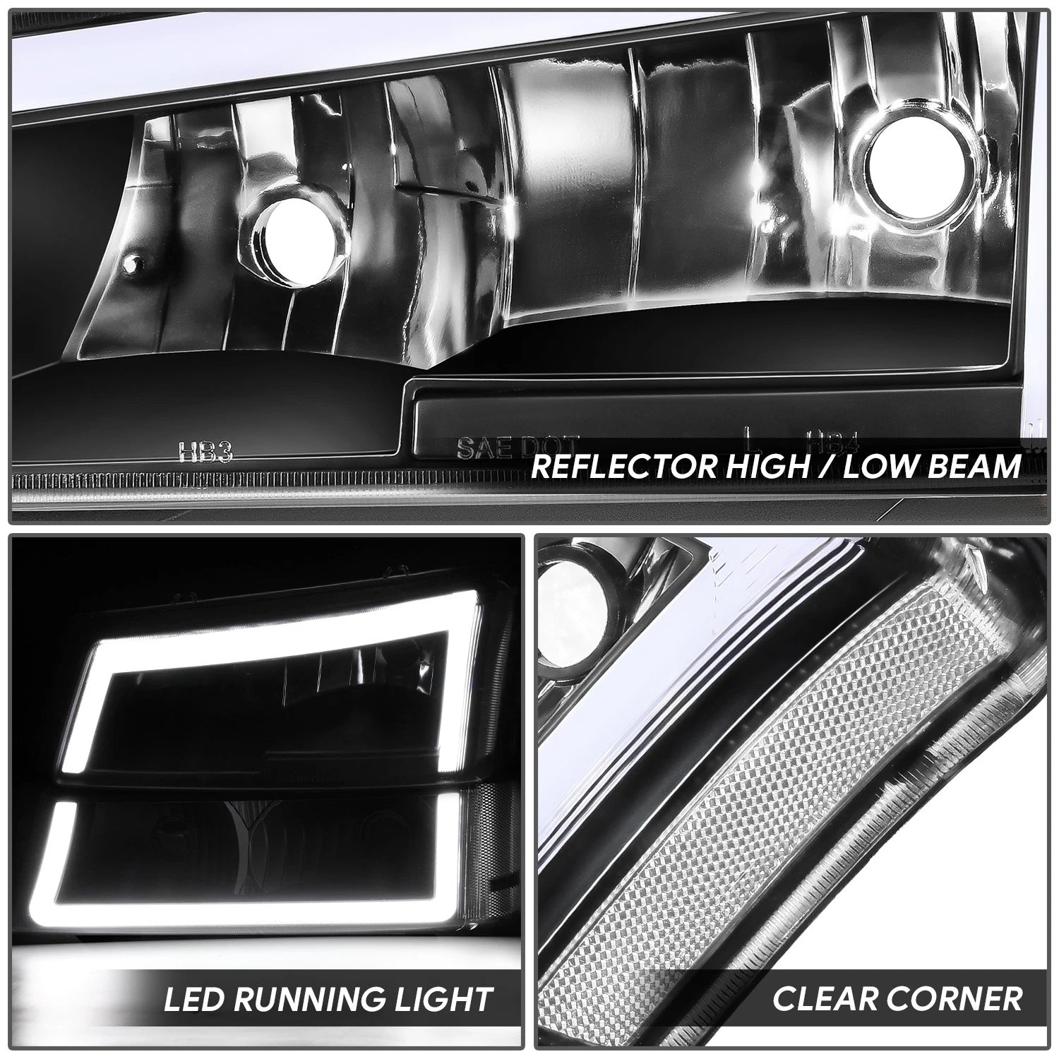 LED DRL Tube Headlight & Bumper Lamp for Silverado 1500 3500 Avalanche (2003–2007)