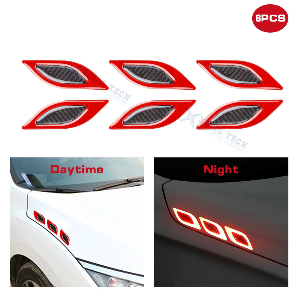 Red 3D Carbon Fiber Night Reflect Car Vent Edge Bumper Decal (---)